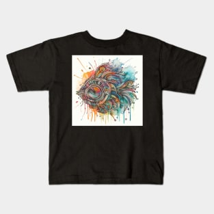 Psychedelic looking abstract illustration of  fish Kids T-Shirt